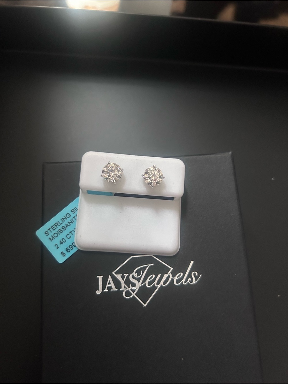 Sterling Silver White Moissanite Stud Earrings
